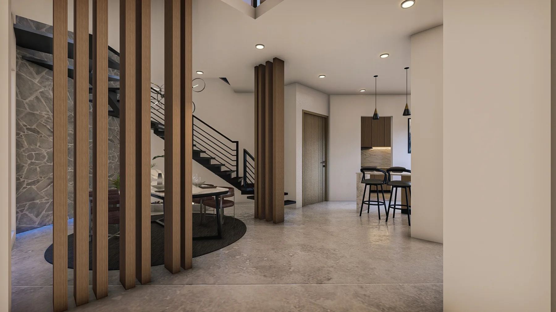 Wood partition interior